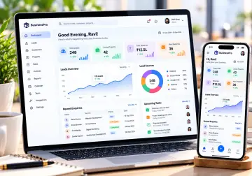 Laptop and phone showing a business dashboard